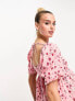 Wednesday's Girl Maternity puff sleeve ditsy floral print mini dress in pink