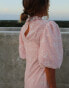 Labelrail x Collyer Twins high neck midaxi dress with sheer embroidery in pale pink