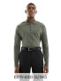 ASOS DESIGN long sleeve smart pique polo in khaki