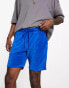 ASOS DESIGN slim shorts in blue soft towelling