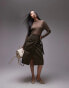 ARKET midi wrap skirt with pleat detail and utility pocket in dark khaki green