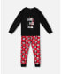 Big Boys Organic Cotton Two Piece Pajama Set Red Printed Santa