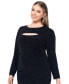 Plus Size Long-Sleeve Cutout Glitter-Knit Gown