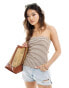 In The Style x Hannah Brown knitted bandeau top in brown