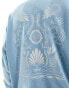 ASOS DESIGN unisex oversized hoodie with floral back print in washed blue