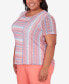 Plus Size Neptune Beach Textured Stripe Top with Side Ruching