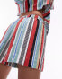 Topshop co ord stripe linen short in multi