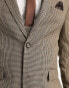 Harry Brown skinny fit suit jacket in brown micro check