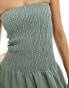 4th & Reckless shirred bandeau dropped waist maxi dress in sage