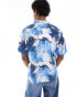 Lee short sleeve revere collar wave print resort shirt relaxed fit in blue