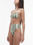 Topshop high waist high leg bikini bottoms in green tie dye print