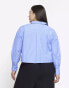 River Island Plus poplin cropped shirt in blue