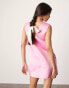 ASOS DESIGN structured satin mini shift dress with bow in pink