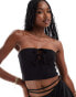 In The Style exclusive bandeau bow detail top in black