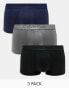 Calvin Klein CK Black 3-pack low rise trunks in navy, charcoal and black