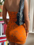 Daisy Street X Chloe Davie bandeau mini dress in orange retro floral