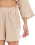 Vero Moda textured shorts co-ord in beige