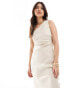 Ever New linen asymmetrical midi dress in stone