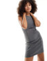 New Look corset look acid wash mini dress in grey