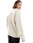 Bershka cut&sew cable knitted jumper in ecru