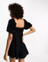 ASOS DESIGN puff sleeve smock playsuit in black