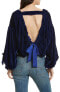 Free People 163795 Women's Gimme Some Lovin' Velvet Blue Top Size XS