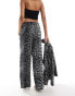 Vila wide leg trouser co-ord in black leopard print