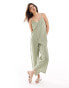 Wednesday's Girl striped romper jumpsuit in sage and white