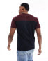 French Connection colour block t-shirt in navy & burgundy