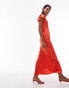 Topshop angel sleeve v neck maxi dress in red