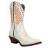 Corral Boots Studded Embroidery Pointed Toe Zippered Cowboy Womens White Casual