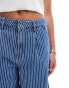 ASOS DESIGN tailored longline denim jorts in mid blue pinstripe co-ord