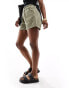 New Look denim paperbag short in dark khaki