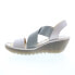 Fly London Yaji YAJI888FLY-025 Womens Gray Leather Wedges Sandals Shoes 41