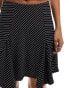 Pieces hanky hem mini skirt in black pinstripe