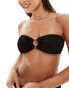 4th & Reckless palermo tortoise shell buckle bandeau crinkle bikini top in black