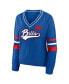 Women's Royal Distressed Buffalo Bills Throwback V-Neck Sweater