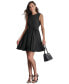 Women's Jewel-Neck Sleeveless Tie-Waist Pleated Dress