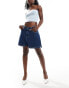 ASOS DESIGN denim notch side shorts in indigo