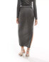 In The Style slinky maxi skirt co-ord in dark grey