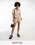 ASOS DESIGN Tall boxer short with linen in taupe co-ord