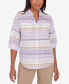 Charm School Women's Horizontal Stripe Button Down Top