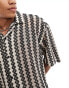 Pull&bear textured geometric patterned shirt in black and white