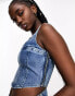 Urban Revivo denim corset top in blue