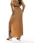 In The Style plisse maxi skirt co-ord in coffee