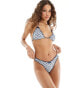 Motel veroly bow floral stripe high leg bikini bottom in blue