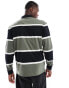 Fred Perry long sleeve polo shirt in thick green and black stripes