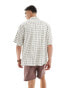 ASOS DESIGN boxy oversized dad check in ecru