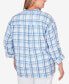 Plus Size Button Front Shirt Collar Light Weight Plaid Jacket