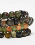 ASOS DESIGN 4 pack semi-precious and glass mixed beaded bracelet set in multi